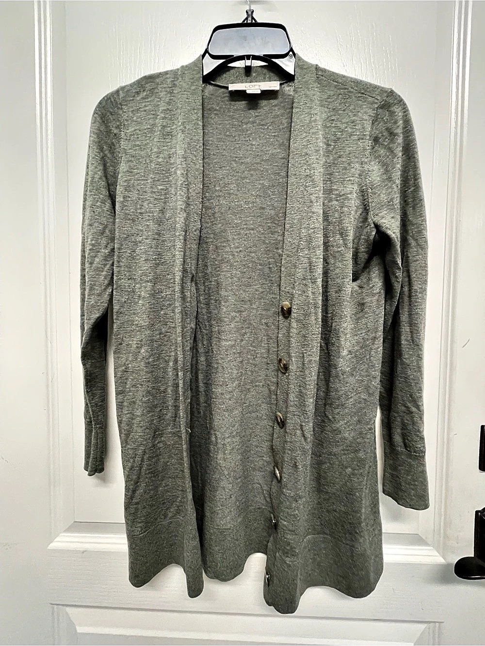 LOFT Sage Green-Gray Cardigan Petite Small